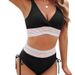 Women's Clothing European And American Style Deep V Bikini, Cross Border Amazon, Sexy High Waisted, Tummy Covering Drawstring Vacation Spa Swimsuit_ecoleips.com