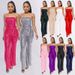 Women's Clothing Sleeveless Sequin Belt Jumpsuit Solid Color Tube Top Backless Jumpsuit_ecoleips.com