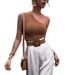Nightclub Sports Single Shoulder Wireless Strapless Tube Women's Asymmetric Tank Top_ecoleips.com