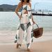 Women's Clothing Printed Sexy Long Halter Neck Top Suit Casual Straight Pants_ecoleips.com
