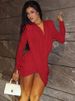 C25DS299 Women's Autumn And Winter New Sexy Solid Color Long Sleeve Deep V Neck Slim Fit Bodycon Dress_ecoleips.com