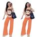 Women's Striped Lounge Set - Flowy Wide Leg Pants & Comfortable Tee Two Piece Outfit_ecoleips.com