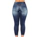 , , European And American Foreign Trade High-waisted Stretch Ripped Jeans For Women_ecoleips.com