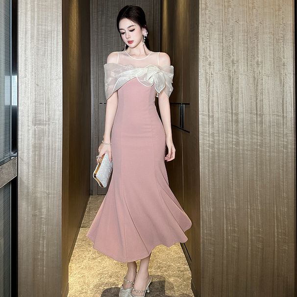 2026 Summer New Design Off-Shoulder Engagement French Pink Dress Party Evening Gown 11522_ecoleips.com
