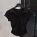 Cotton Summer Sexy Women's T Shirt Skinny Slim Basic Solid Crop Top Short Sleeve Polo TShirtCasual Top Tee For Women_ecoleips.com