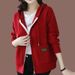 K Women's New Fashion Cardigan Coat With Zipper And Hooded Knitted Top_ecoleips.com