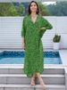 Women's V-Neck Floral Print Cotton Beach Cover-Up Dress - Lightweight Sun Protection Swimwear Cover-Up, One Size Fits Most_ecoleips.com