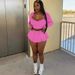 Women's Solid Color Shirt & Vest & Mini Skirt Set – 3-Piece Polyester Outfit (Sky Blue/Pink/Black, S-Xl)_ecoleips.com