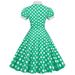 Vintage 50s Hepburn Style Polka Dot Bridesmaid Dress Contrasting Shirt Collar Retro Big Swing Slim Fit for Women_ecoleips.com
