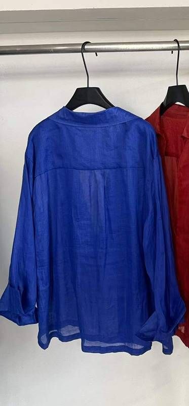Pleated Loose-Fit Long Sleeve Shirt, Lightweight Sun Protection Cover-Up, Breathable Oversized Blouse_ecoleips.com