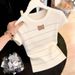 Women's Slim Fit Striped Color Block Knit Sweater Korean Style Round Neck Summer Top_ecoleips.com