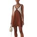 Voya New Women's Foreign Trade European And American Women's Clothing Summer V-neck Loose Sleeveless Tank Dress_ecoleips.com
