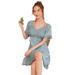 Lace Sexy Ice Silk Pajamas With Chest Pads Femininity Lace Dress Pajamas_ecoleips.com