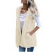 Women's Bubble Fleece Hooded Vest Sleeveless Open Front Cardigan - Oversized Casual Layering Piece For Autumn & Winter_ecoleips.com