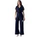 Women's Clothing Spring New Solid Color Short Sleeve V Neck Zipper Slim Jumpsuit_ecoleips.com
