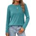 Women's Clothing Oversized Long-Sleeve Round Neck T-Shirt – Soft Cotton Blend Casual Top For Fall & Winter_ecoleips.com