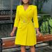 Women's Clothing High Waist Fashion Waist Waist Pleated Stitching Medium Long Suit Dress_ecoleips.com