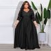 Women's Clothing Supply Large Size Fat Solid Color V Neck Sexy_ecoleips.com