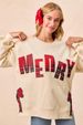 Women's Clothing Christmas Bow Embroidered Side Slit Pullover Sweatshirt - Cozy Casual Long Sleeve Collar Top (White Pink, White Red, Red)_ecoleips.com