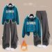 Korean Streetwear Set: Oversized Fleece Hoodie + American Vintage Cargo Pants (Cotton Blend, Unisex Winter Loungewear With Retro Vibes)_ecoleips.com