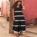 Women's Clothing Plus Size Women's Sleeveless Spaghetti Strap Dress Striped Print Long Style For Formal & Casual For Women_ecoleips.com