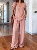 Women's Clothing Summer Fashion Women's Solid Color Suit Set Solid Color Elegant Commuting Style Cotton V Neck Sleeveless Top Vest_ecoleips.com