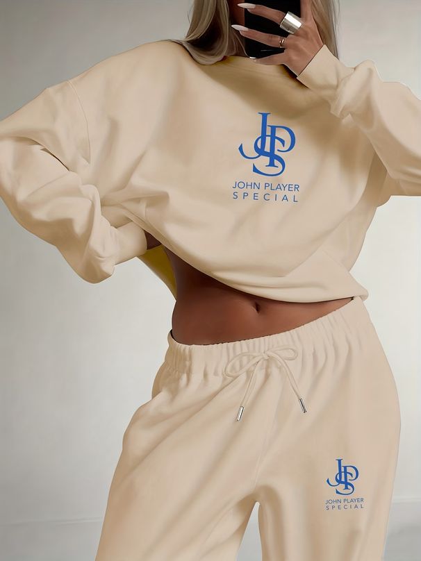 Fashion Retro Style Women's Clothing Long Sleeved Loose Fleece Lined Set Printed Design From America Style_ecoleips.com