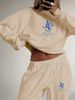 Fashion Retro Style Women's Clothing Long Sleeved Loose Fleece Lined Set Printed Design From America Style_ecoleips.com