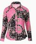 Women's Color Block Chain Print Button Shirt Stylish And Comfortable Long Sleeve Top For Spring And Fall_ecoleips.com