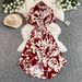Women's Clothing Printed Short Sleeved Dress Autumn Polo Collar Tie Wrap Waist Design Niche And Unique Temperament Long Dress_ecoleips.com