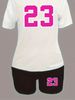 Summer Women's Casual Fashion Number 23 Print Loose T-shirt+shorts Two-piece Sportswear Suitable For Daily Wear-70_ecoleips.com