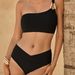 Women's Sexy Solid Color One-Shoulder Low-Rise Bikini Set - Comfortable & Stylish Swimwear For Beach & Pool_ecoleips.com