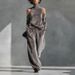 Autumn/Winter Women's Casual Sportswear Set Korean Long Sleeved Solid Color High Neck Zipper Wide Leg Pants_ecoleips.com