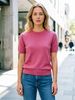 Lightweight Airy Solid Crew Neck Loose Short Sleeve Knit Tee_ecoleips.com