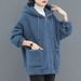 Women's Clothing Fleece Hooded Zip-Up Sweatshirt - Cozy Winter Pullover With Pockets, Oversized Lazy Style, Soft Sherpa Lining (Multiple Colors)_ecoleips.com