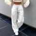 Women's Clothing New Hot Girl High Waist Drawstring Elastic Waist Pig Nose Buckle Leg Trousers Wide Leg_ecoleips.com