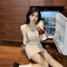 Petite Hot Girl Fashion Sexy Strapless Sunscreen Cardigan Bodycon Short Skirt Three-Piece Set_ecoleips.com