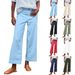 European And American Women's High-waisted Buttoned Waistband Solid Color Cropped Slightly Flared Loose Wide-leg_ecoleips.com