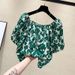 Women's Clothing Women's Floral Print Off-Shoulder Top Loose Fit Short Sleeve Fashionable And Chic Summer Style_ecoleips.com