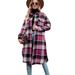 Overseas Trade New Large-size Women's Medium And Long Lazy Loose Autumn And Winter Plaid Long-sleeved Woolen Jacket_ecoleips.com