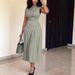 Women's Clothing Summer Fashion High Waist Pleated Slim Fit Long Dress For Women Sleeveless Solid Color For Formal & Casual For Women_ecoleips.com