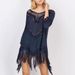 Women's Clothing Stitching Tassel Solid Color Woven Hollow Sunscreen Top_ecoleips.com