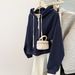 American-style Short Half-zip Hooded Sweatshirt For Women, Spring And Autumn Thin Korean-style Loose Top_ecoleips.com