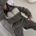 Women's Long Sleeve Color Block Tracksuit Set With Cropped Pants For Autumn Winter Comfort And Street Style_ecoleips.com