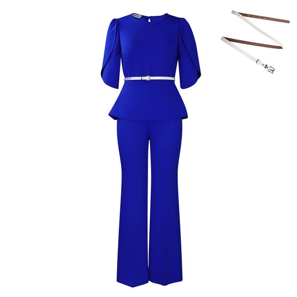 Women's Clothing New Fashion Temperament Elegant Solid Color Tops Wide Leg Pants Two Piece Suit_ecoleips.com