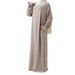 New Arab Muslim Cardigan Elastic Sleeve Women's High-Quality Solid Color Casual Crepe Robe_ecoleips.com