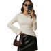 Ruihou Autumn/Winter Elegant Long-Sleeve T-Shirt, Solid Color Stretch Base Layer_ecoleips.com