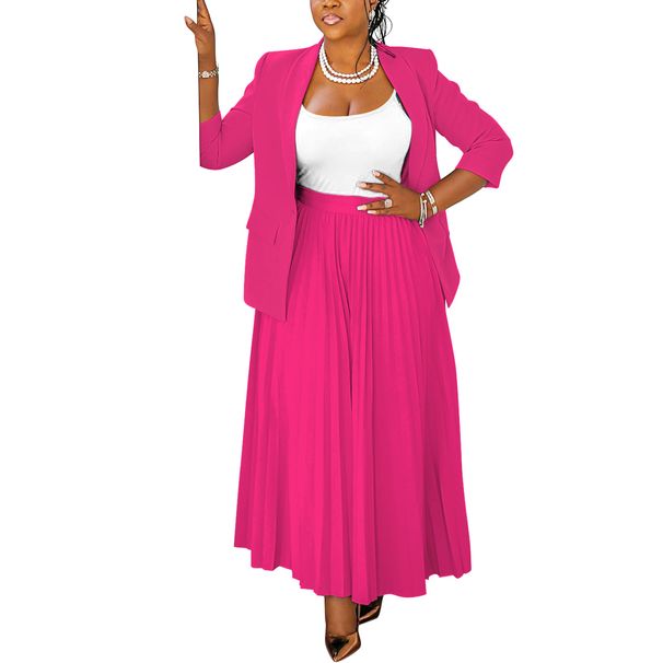 Women's Clothing Fashion Casual Professional Wear Ladies Suit + Pleated Skirt Suit_ecoleips.com