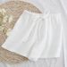Summer Women's Cotton Muslin Pajama Shorts Lightweight Skin-Friendly Homewear Elastic Waist Casual Sleep Bottoms_ecoleips.com