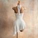 White Textured Fabric Halter Neck Deep V Neck Tie up Irregular Dress for Women Sexy New Style_ecoleips.com